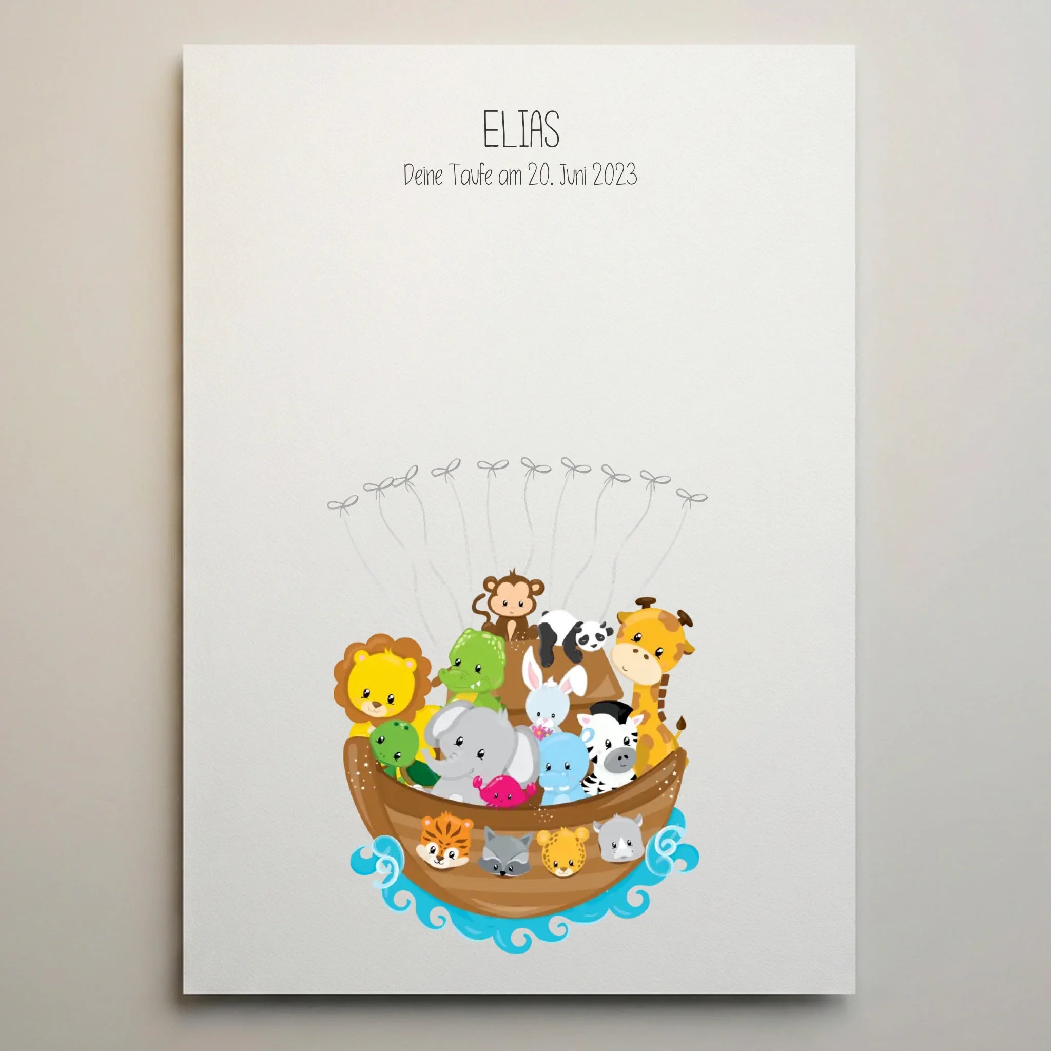 Fingerabdruck Gästebuch zur Taufe von lovely Art mit Personalisierte Gästebücher und Name Datum, Motiv Arche Noah