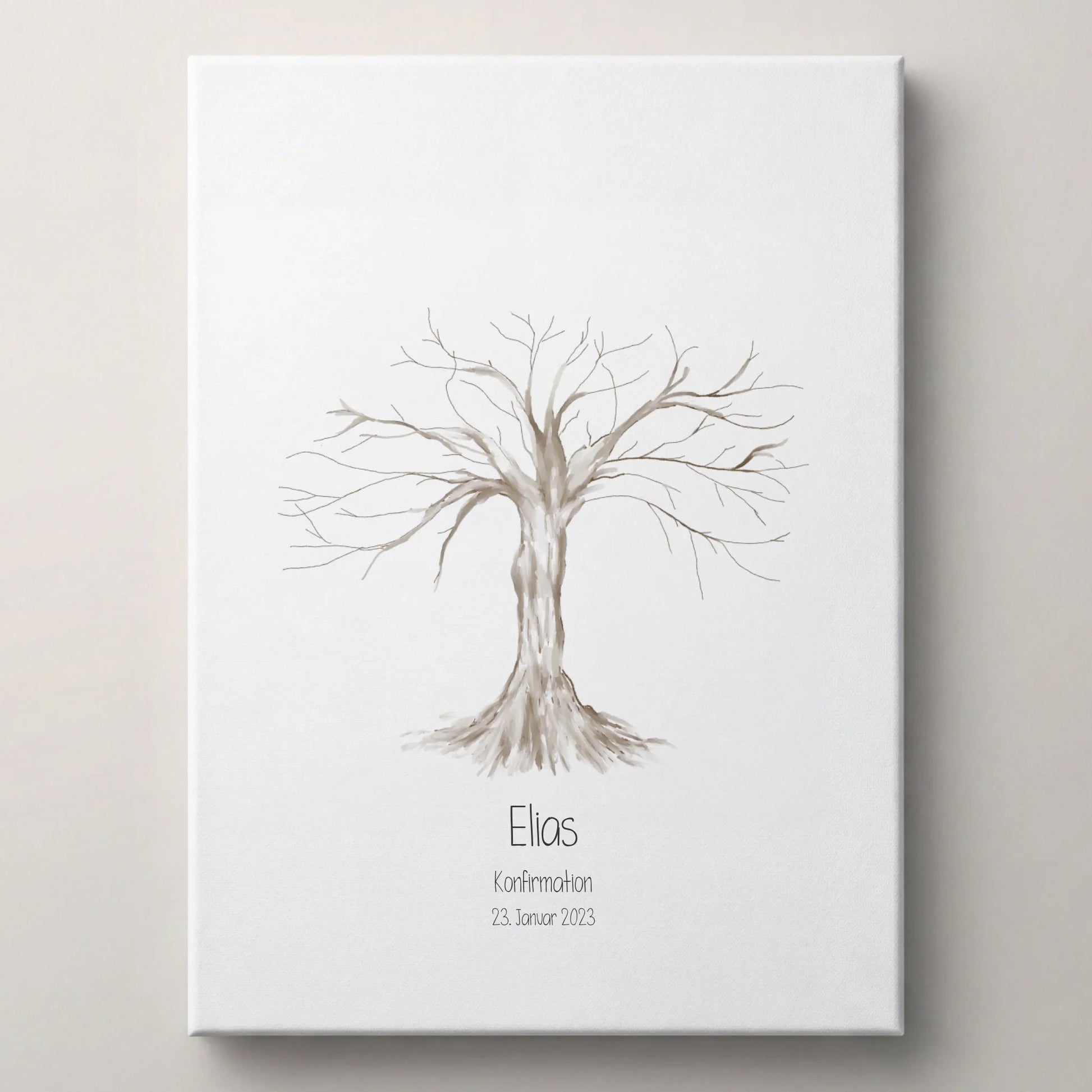 Fingerabdruck Baum Gästebuch von lovely Art als Leinwand mit personalisierte Poster-Optik und Name und Datum