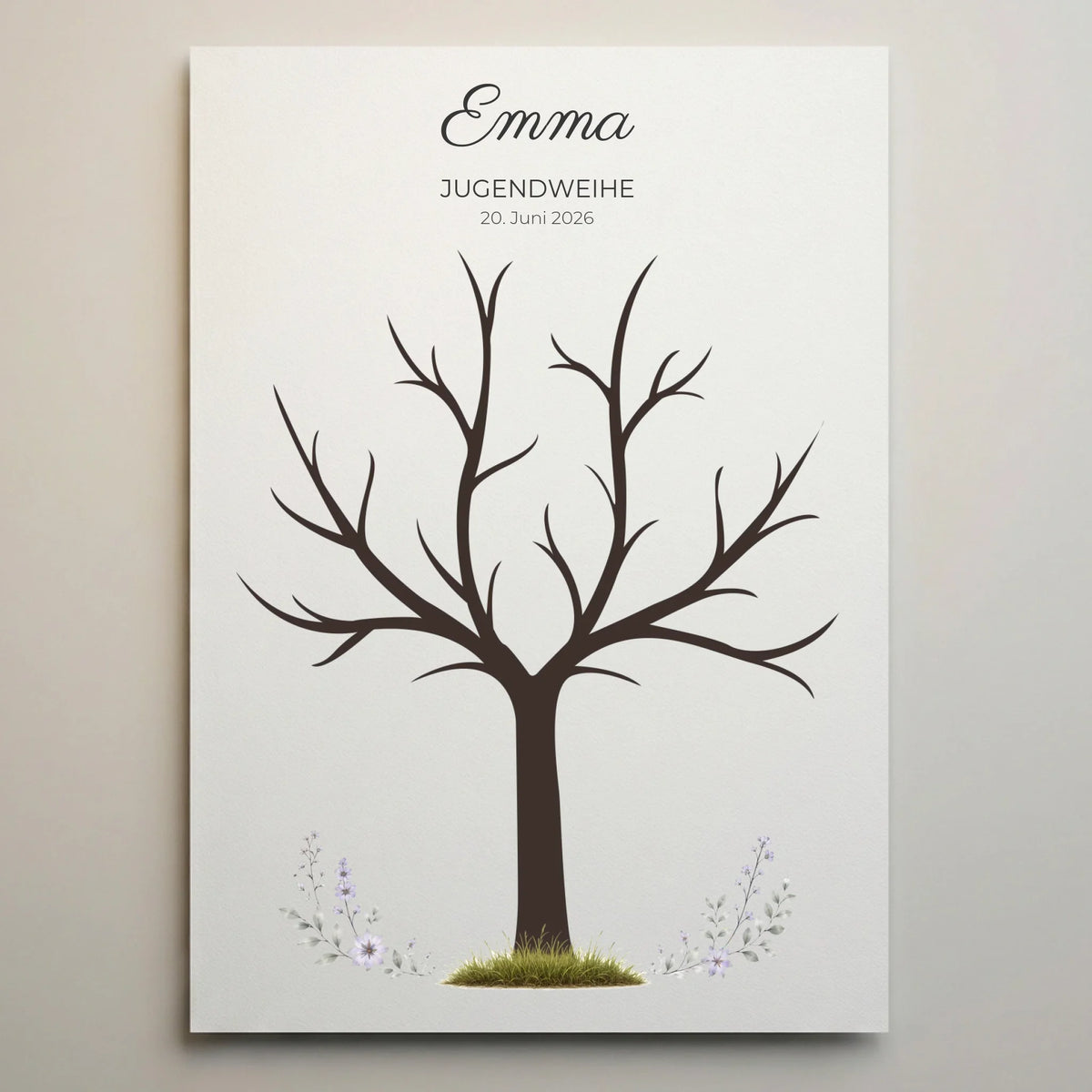 Personalisierte Poster mit Namen und Datum, Jugendweihe Enna und 20. Juni 2026, Baum mit Blumenranke