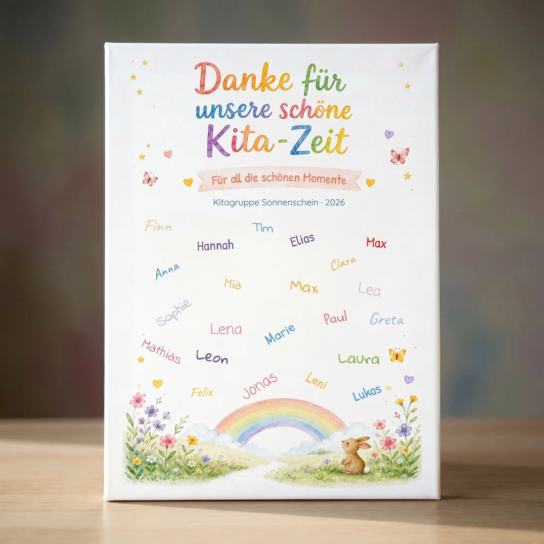 Personalisierte Gästebücher für Kinder, mit Text Danke für unsere schöne Kita Zeit und Namen