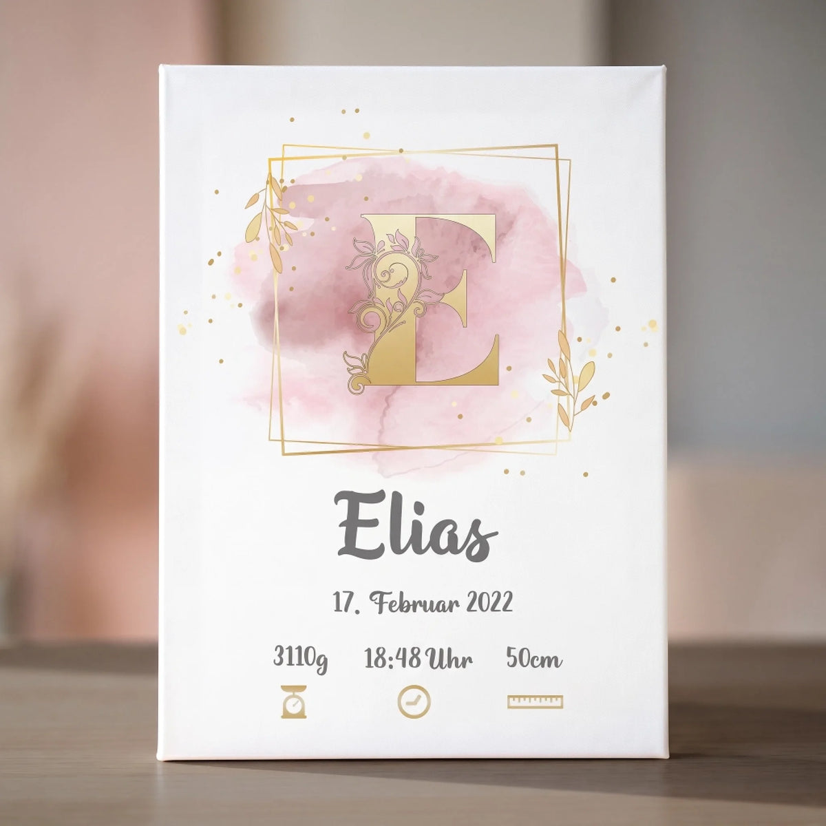 Personalisierte Erinnerungsbilder als Leinwand mit Namen Elias, Geburtsdatum, Uhrzeit, Gewicht und Körperlänge - Feed
