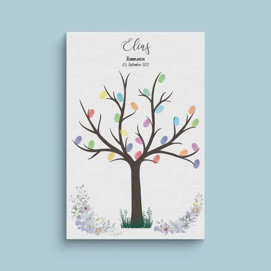 Fingerabdruck Gästebuch Baum für Konfirmation, Kommunion, Geburtstag