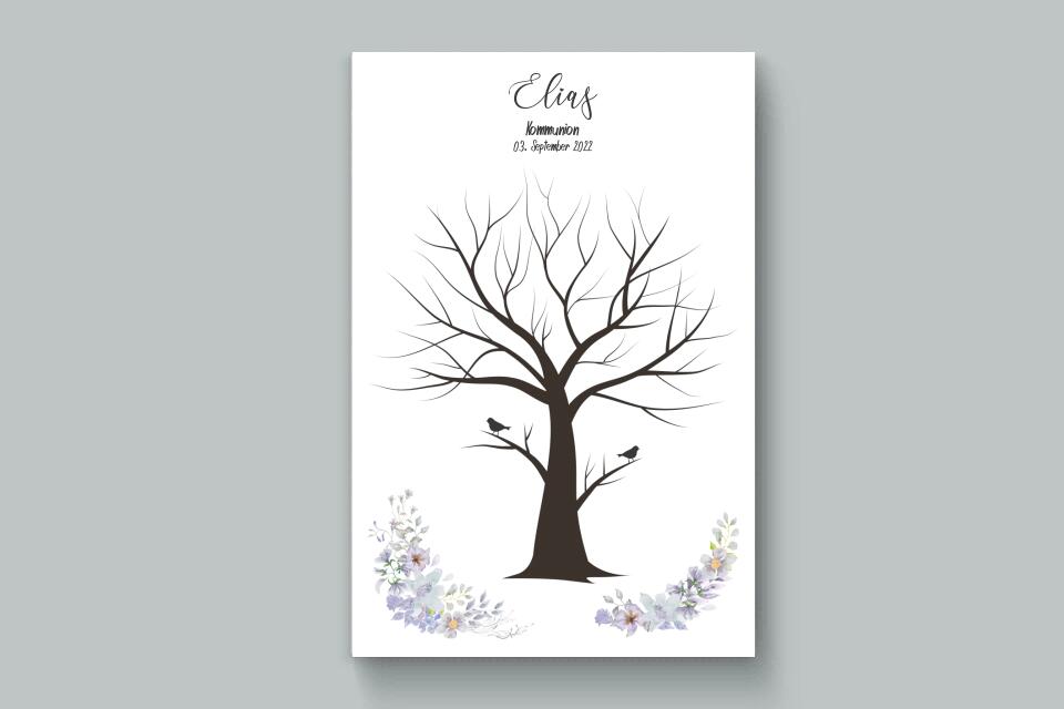 Fingerabdruck Herzbaum Gästebuch • Personalisiertes Poster zur Kommunion & Konfirmation • Liebevolle Erinnerung für Taufe und Familienfeiern