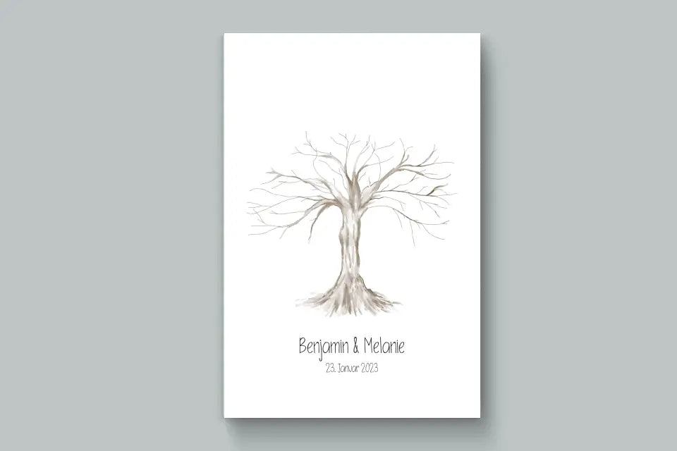 Fingerabdruck Baum zur Hochzeit • Personalisiertes Gästebuch mit Namen und Datum • Individuelles Hochzeitsbild als Erinnerung