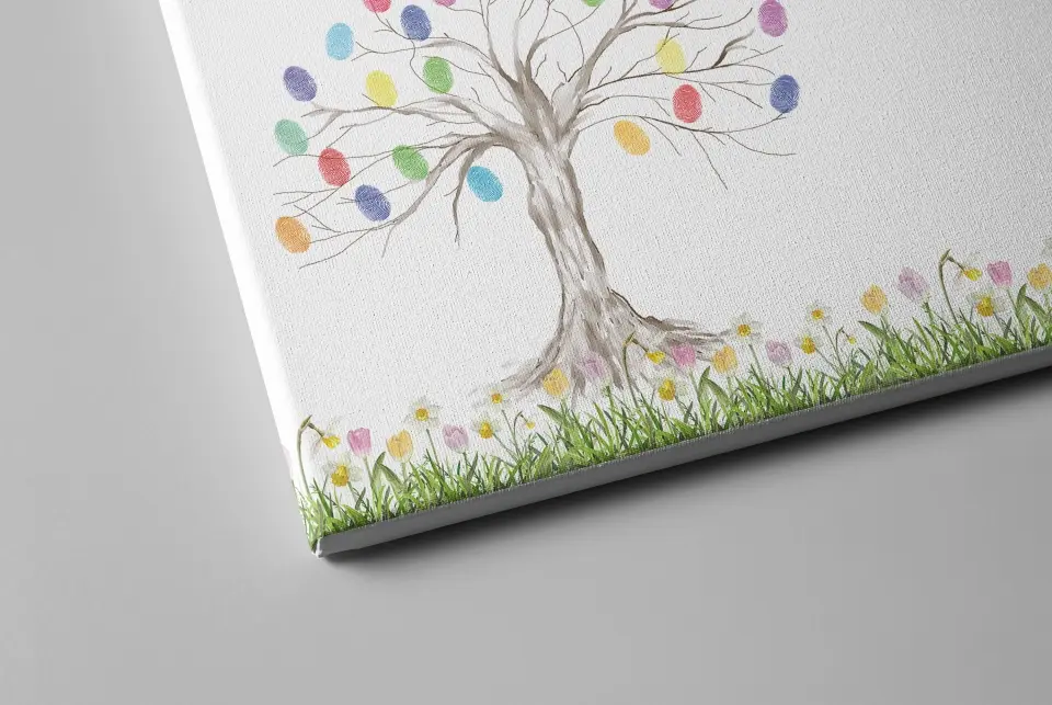 Fingerabdruck Baum zur Hochzeit • Personalisiertes Gästebuch Poster im Querformat mit Namen & Datum • Natürliche Erinnerung an euren Tag