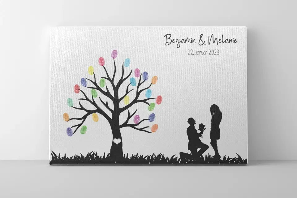 Personalisierter Fingerabdruck Baum • Hochzeitsgästebuch Poster mit Brautpaar • Geschenk & Erinnerung zur Hochzeit