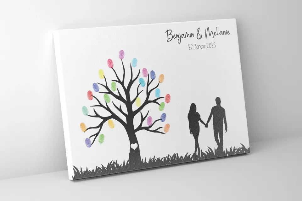 Personalisierter Fingerabdruck Baum • Hochzeitsgästebuch Poster mit Brautpaar • Geschenk & Erinnerung zur Hochzeit
