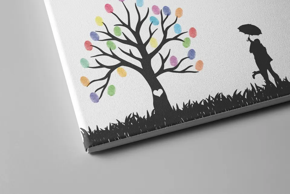 Personalisierter Fingerabdruck Baum • Hochzeitsgästebuch Poster mit Brautpaar • Geschenk & Erinnerung zur Hochzeit