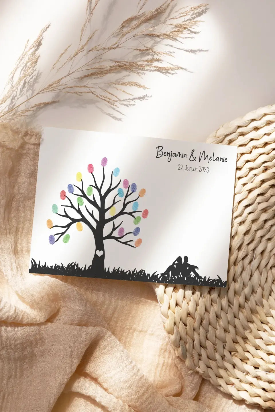 Personalisierter Fingerabdruck Baum • Hochzeitsgästebuch Poster mit Brautpaar • Geschenk & Erinnerung zur Hochzeit