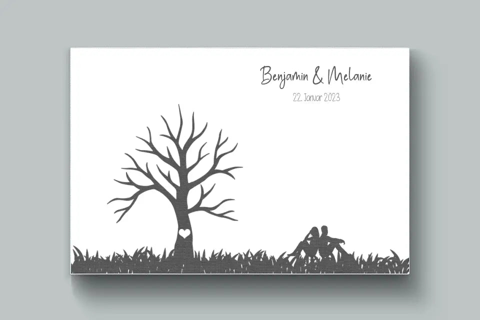Personalisierter Fingerabdruck Baum • Hochzeitsgästebuch Poster mit Brautpaar • Geschenk & Erinnerung zur Hochzeit